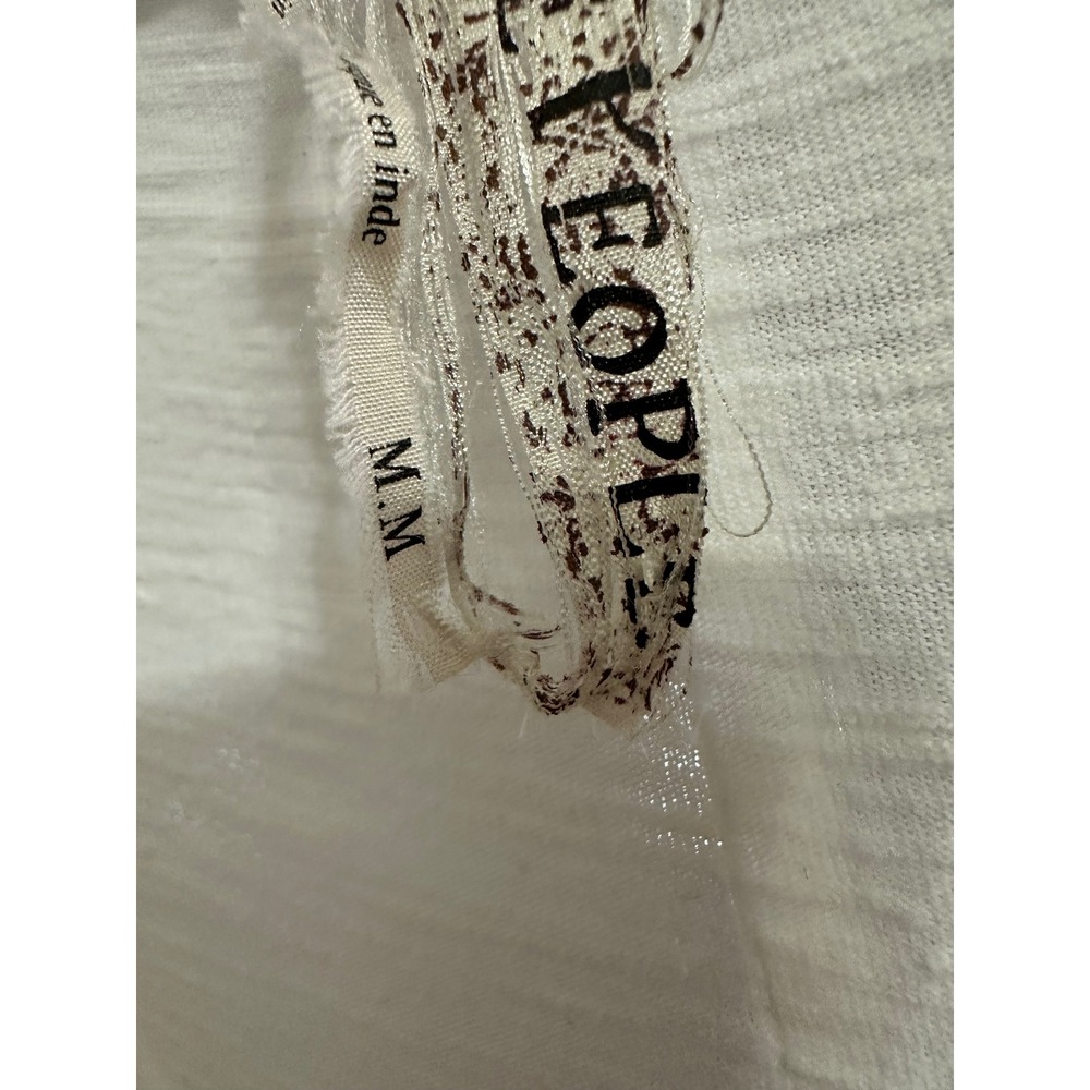 Free People White Cotton Crochet Lace Long Sleeve Henley Top Size M Cottagecore - Picture 4 of 8